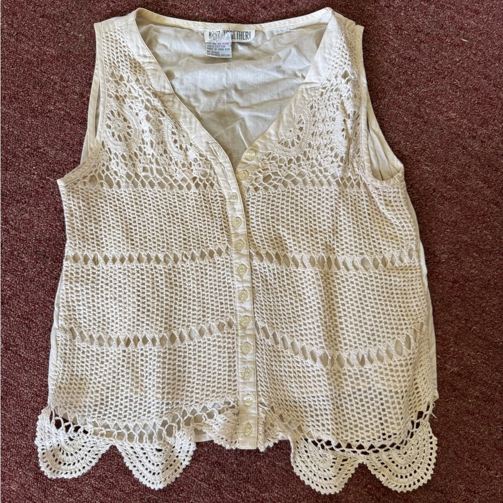 Together White Buttoned Tank Top